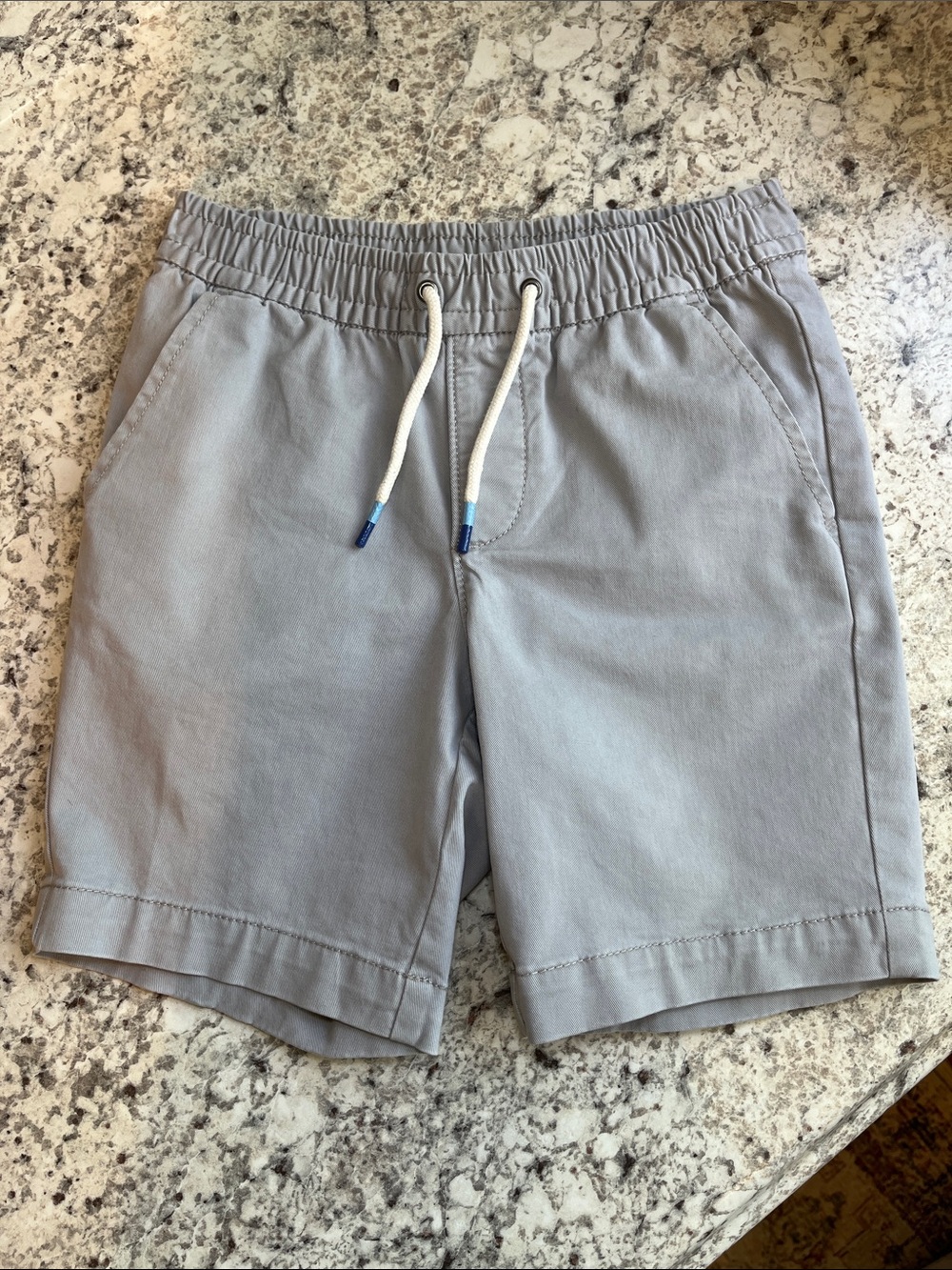 Light Gray Drawstring Khaki Shorts